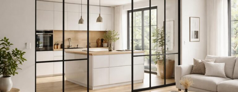 Créer une verrière d&rsquo;atelier Lapeyre entre cuisine et salon