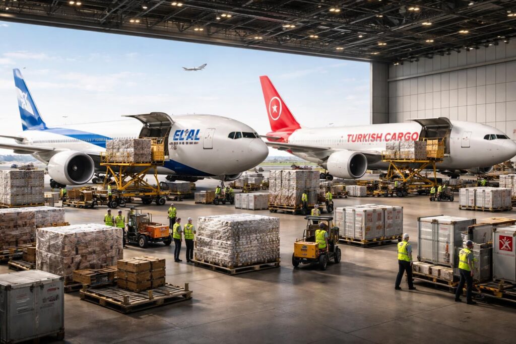 Transport express vers Israël avec des vols cargo El Al et Turkish Airlines pour professionnels