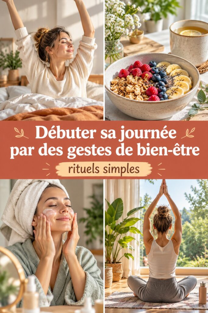 Image représentant une routine matinale apaisante avec des éléments de bien-être