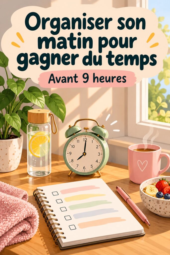 Un bureau organisé avec un agenda et une tasse de café pour un matin productif.